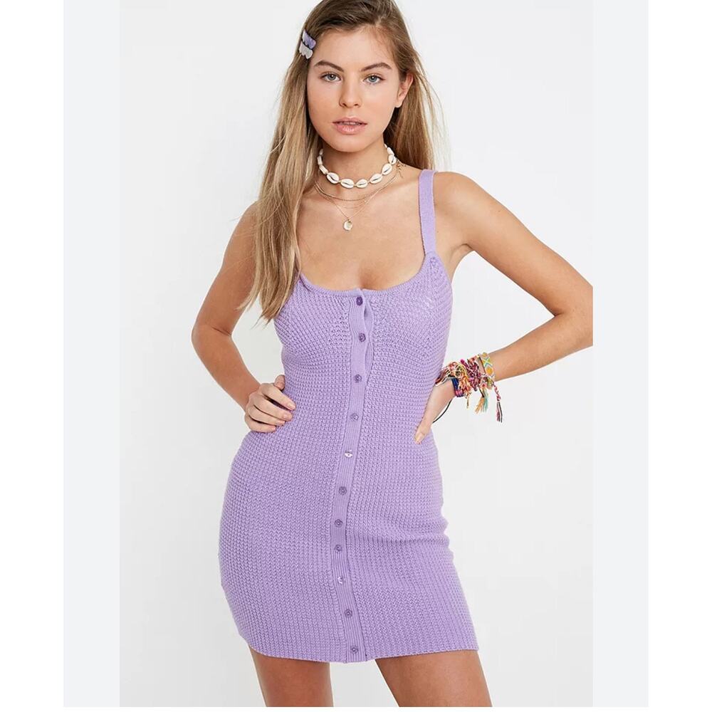 UO Lila Button-Front Mini Jumper Dress